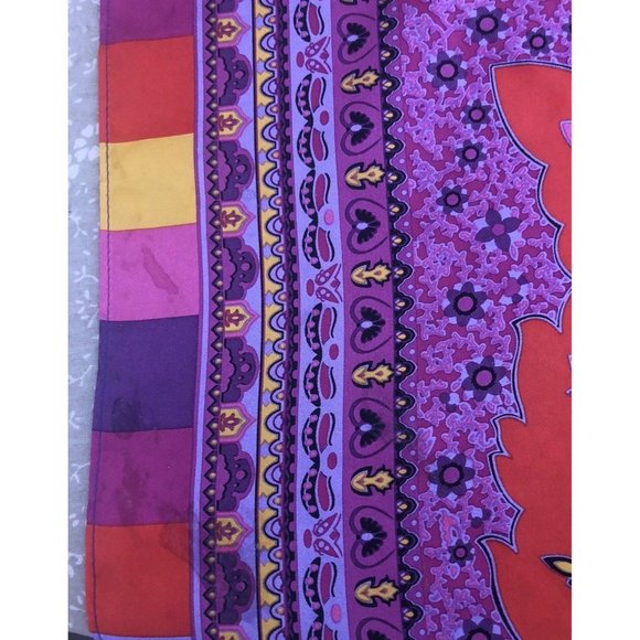 Lands End Kerchief Neck Scarf Women Square Colorful Paisley Print Bohemian - Picture 7 of 7